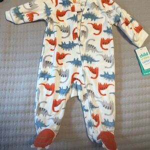 Carter's Cozy Dinosaur Print Footie - Orange, Blue, Gray